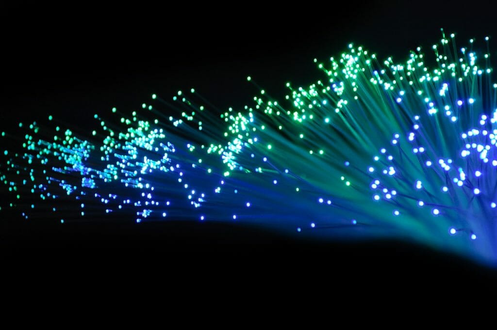 A bundle of fiber optic cable 