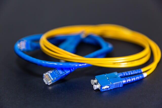 Two coils of fiber optic cables 